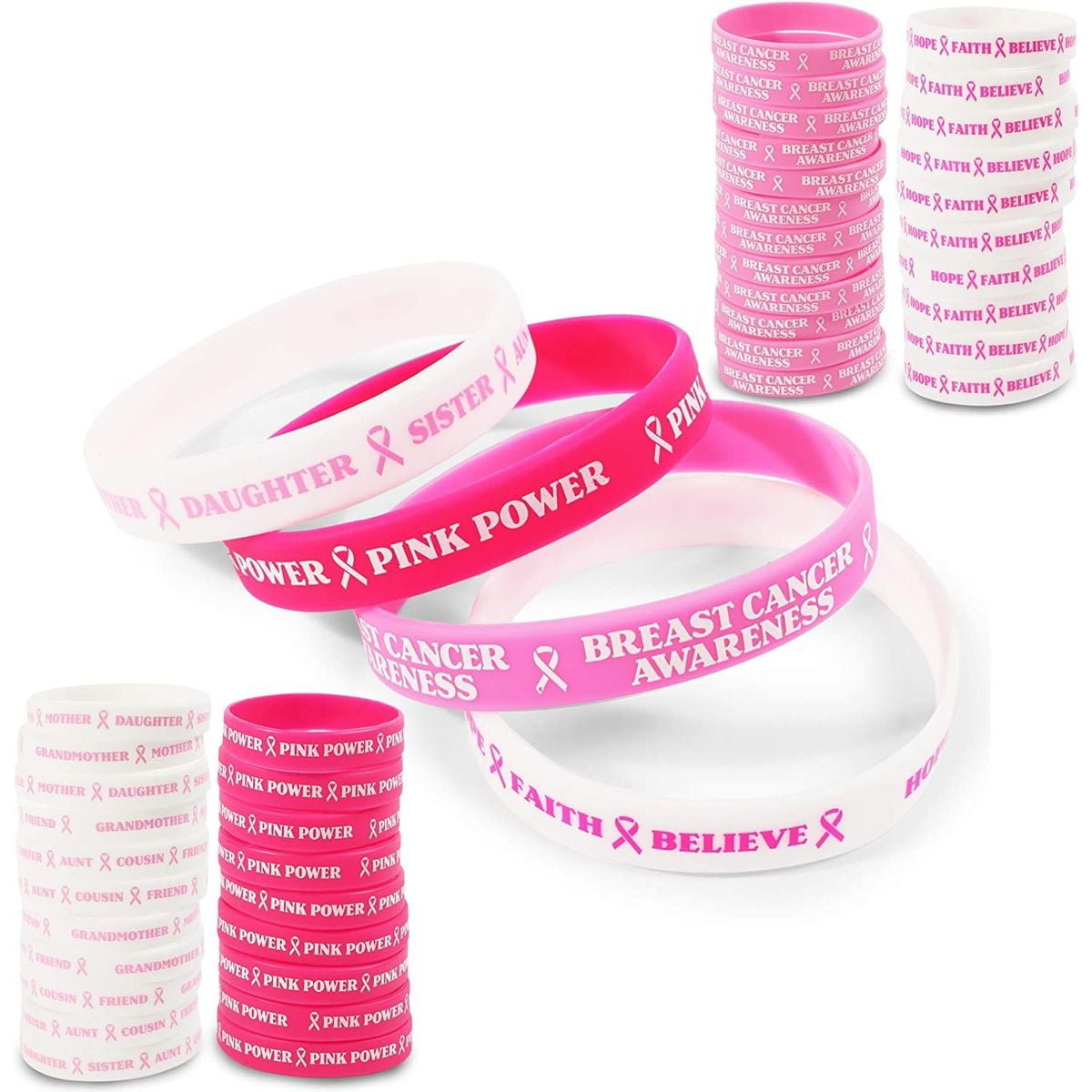 Medical Grade Silicone Latex and Toxin Free 1 Male Breast Cancer Pink & Blue Silicone Awareness Bracelet 