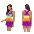 thumbnail image 3 of Womens Fashion Gradient Color Ruched Bikini Set Rainbow Swimsuit Tankini Camkini with Boy Shorts 2 PC Swimwear, 3 of 3