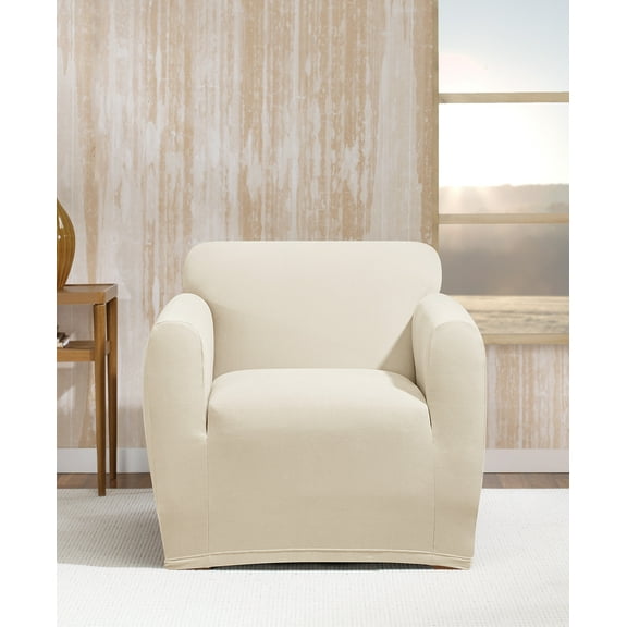 SureFit Stretch Morgan 1 Piece Chair Slipcover in Ivory