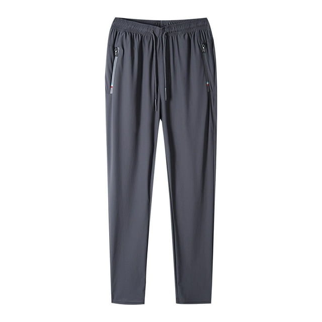 Pantalones deportivos lisos para hombre: corte holgado, nailon y spandex, largo 9, pantalones de entrenamiento para correr