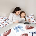 thumbnail image 5 of jejeloiu Kawaii Bowknot Bows Full Size Comforter Sets,Rugby Ball Game Bedding Sets For Girls Women Reversible 3 Pieces, 5 of 8