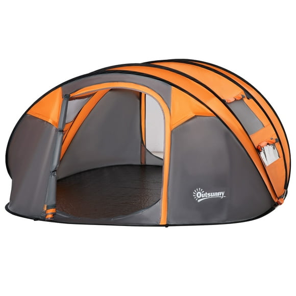 Outsunny 5 Person Camping Tent Automatic Pop Up Tent with Carry Bag Doors