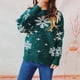 thumbnail image 4 of Suéter grueso de otoño e invierno con copos de nieve navideños, cuello redondo, manga larga, jersey de punto, 4 of 5