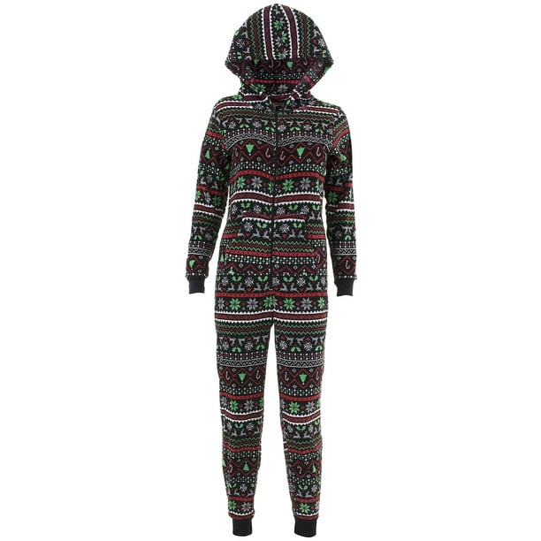 Pillow Talk Pillow Talk Women's Christmas Fair Isle Hooded OnePiece