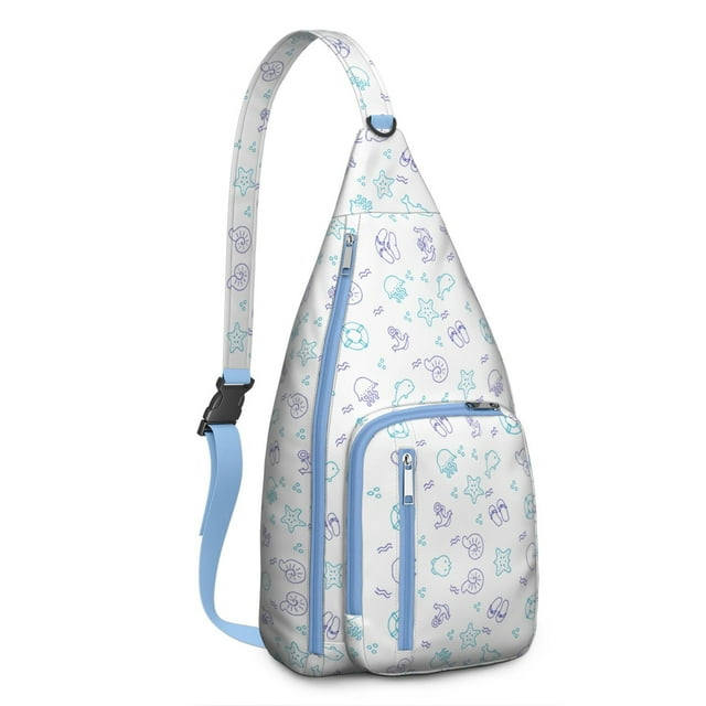 Summer Beach Sling Backpack - Mermaid & Seashell Design Crossbody Shoulder Bag, Fashionable Daypack