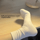 thumbnail image 3 of Calcetines blancos de mujer hasta la mitad de la pantorrilla, calcetines de otoño e invierno sin hueso, calcetines de confinamiento, calcetines de tubo largo, calcetines de tubo alto, 3 of 4