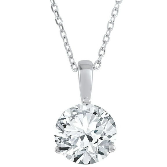 Pompeii 1Ct Solitaire Round Cut Diamond Pendant 3-Prong Necklace Lab Grown (GH,SI1-SI2)