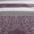 thumbnail image 2 of Chezmoi Collection 7-Piece Geometric Medallion Embroidery Bedding Comforter Set, King, Purple/Gray, 2 of 8