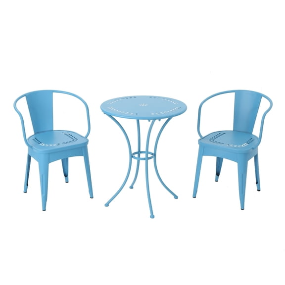 Leona Outdoor 3 Piece Paint Finished Iron Bistro Set