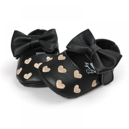 

Baby Girls Mary Jane Flats with Bownot Non Slip Soft Sole Newborn Infant Toddler First Walker Cirb Dress Shoes