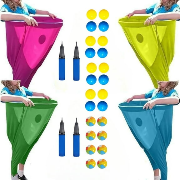Granny Pants Yard Game 4PCS Big Granny Pants Outdoor Games for Adults with 24 Bouncy Balls Giant Pants Outdoor Recreational Tossing Game Team Relay Family Reunion Party Yard Field Game Set