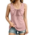 thumbnail image 3 of Ruimatai Womens Casual Sleeveless Tank Tops V Neck Drawstring Ruched Shirts Loose Fit Curved Hem Summer Blouses, 3 of 6