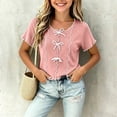 thumbnail image 4 of Jalioing Girls Cute Tops Ruffle Trim Short Sleeve Round Neck Summer Shirts Big Girls Solid Color Bowtie T Shirt 3-14 Years, 4 of 7
