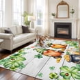 thumbnail image 2 of St. Patrick's Day Area Rugs 8'x10', Small Throw Rugs for Living Room Patio, Green Gnomes Lucky Shamrocks Grey Farm Wooden Indoor Outdoor Rug Non-Slip Low Pile Carpet Runner Reversible Floor Mats, 2 of 8