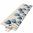 thumbnail image 2 of 2x6 Kitchen Runner Rug, Spring Floral Non-Skid Rubber Backing Large Rectangle Rugs - Living Room Bedroom Home Office, Blue Tulip Summer Botanical Rustic Indoor Floor Mat Carpets Washable Rug, 2 of 9