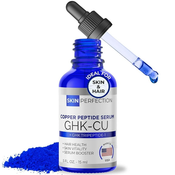 Skin Perfection Copper Peptides Serum for Face & Hair - Youth Serum with Copper Peptide for Fine Lines & Wrinkles - 1% Blue Liquid for Face, Hair, Body, and Scalp