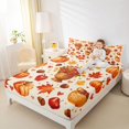 thumbnail image 3 of Manfei Orange Pumpkin Maples Queen Sheets,Fall Thanksgiving Print Queen Sheet Sets,4 Pieces,1 Flat Sheet,1 Fitted Sheet and 2 Pillowcases, 3 of 6