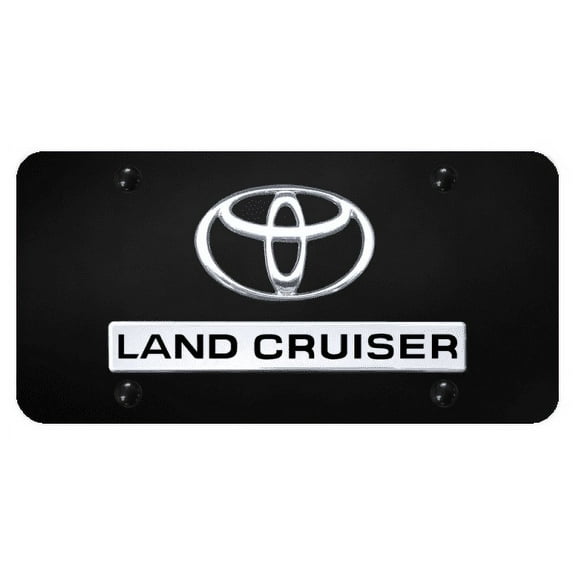 Toyota Land Cruiser 3D Chrome Logo Black License Plate Official Licensed