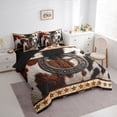 thumbnail image 3 of Manfei Vintage Farm Horseshoe 7-Piece Bedding Comforter Set,Rustic Cowhide Print King Bedding Sets,Retro Brown Stars Bed Sheets For Boys Teens,Luxury Bedroom Decor Reversible, 3 of 8