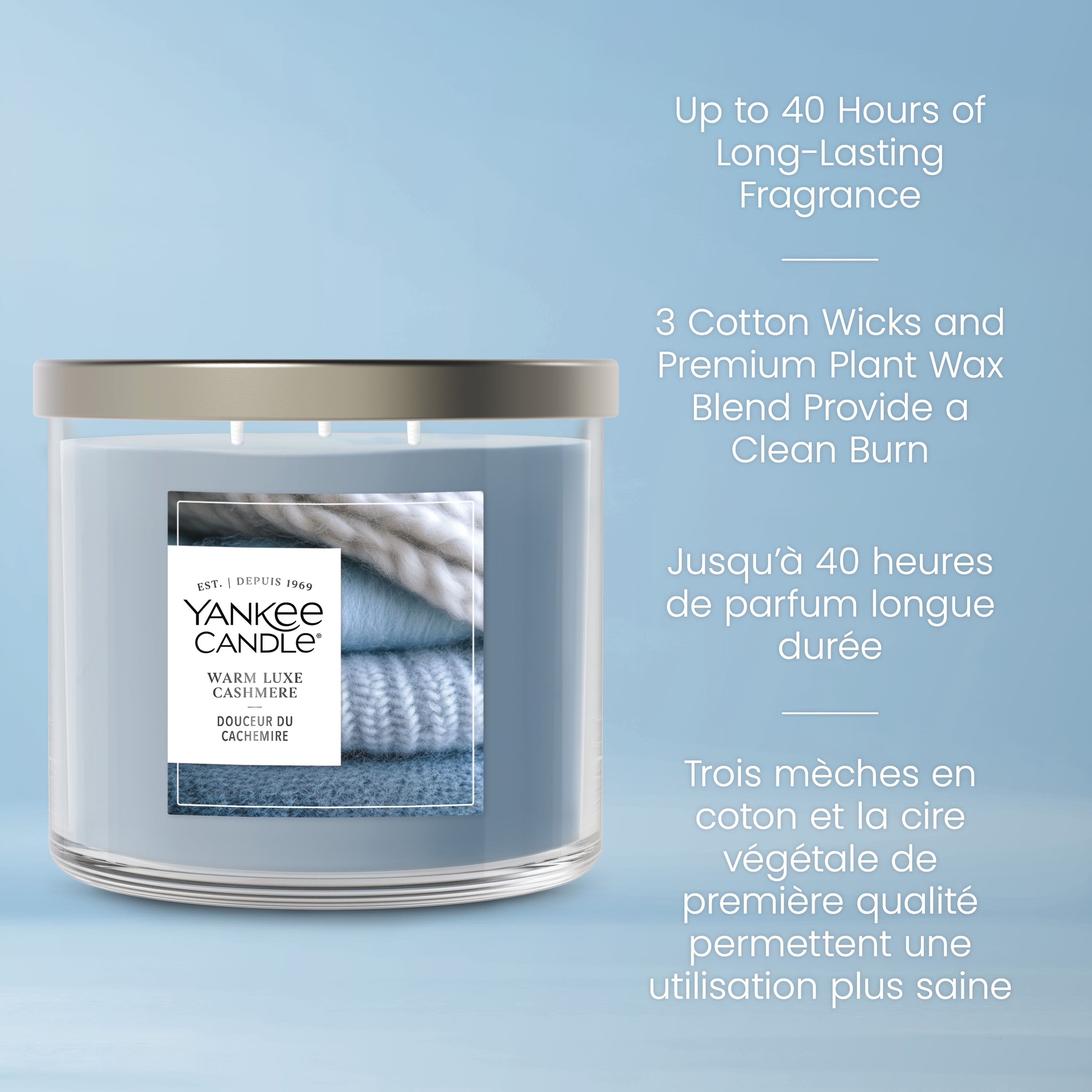 Yankee Candle 3 Wick Candle Jar, Warm Luxe Cashmere – Scented with up to 40 Hours of Burn Time, Premium Plant Wax Blend for Consistent Long Lasting Scent from First to Last Burn