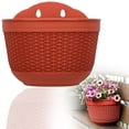 thumbnail image 2 of pdqouc Half Round Imitation Rattan Wall Hanging Planter, Semicircular Wall-Mounted Flower Pot, Decorative Hanging Planter for Indoor Outdoor Balcony Fence Garden Home Decor Supplies, 2 of 7