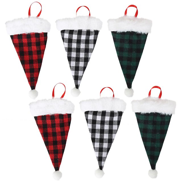 6x sombrero de Papá Noel, soportes para cubiertos, bolsas de almacenamiento para vajilla, recuerdos de fiesta de Navidad