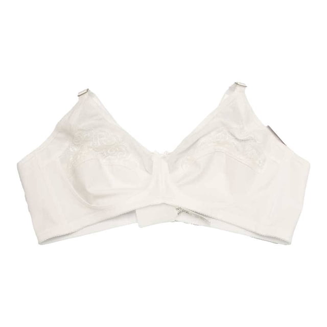 Brassiere Brasjade para Mujer en Microfibra con Encaje Blanco T 34 B, vista frontal centrada de brassiere blanco sin varillas ni copas, con soporte en tórax y encaje delicado en la parte superior, fabricado en microfibra suave sin costuras visibles, ideal para uso diario y comodidad ligera, también adecuado para actividades que requieren libertad de movimiento.