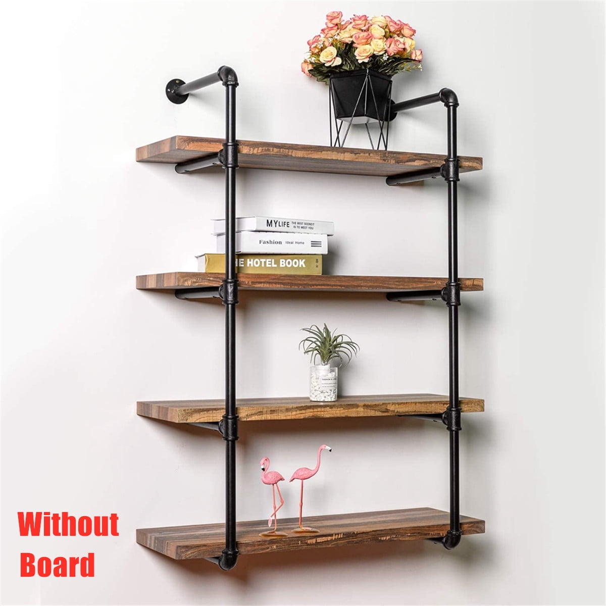 Rustic Home Decor Storage Industrial Pipe Wall Mounted Indoor Wooden Plant Box