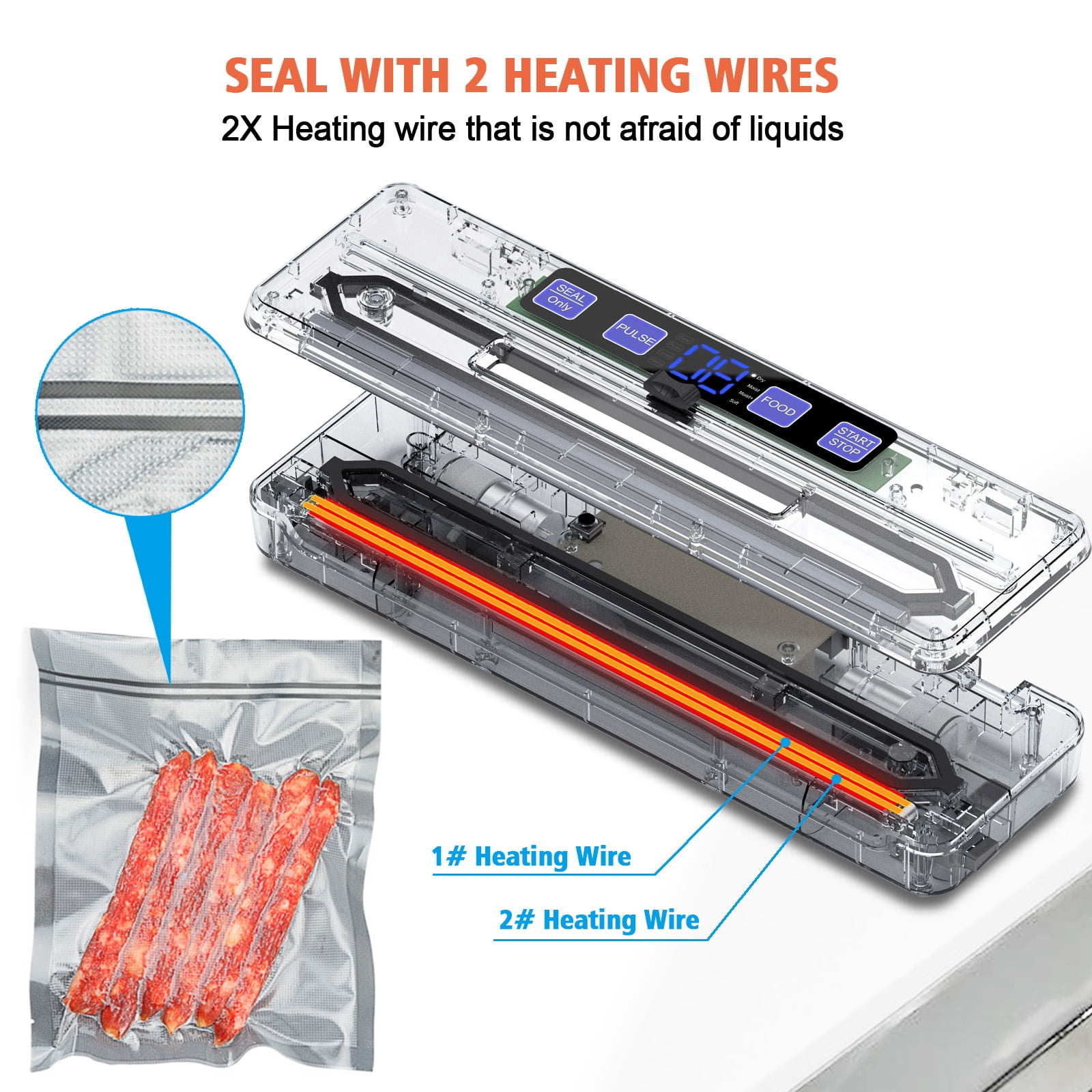 Vacuum Sealer Machine | Included 10pcs Bags & 100pcs Disposable TPE Gloves | Build-in Cutter Home Automatic Packing Machine with External Vacuum System | Dry Moist Fresh Modes