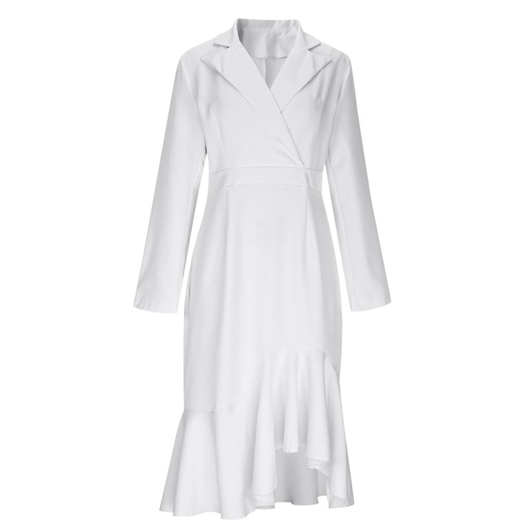 BZGTZT Elegant Fishtail Dress for Women Casual Lapel Long-Sleeve Bodycon Dresses Asymmetrical Hem Flowy Dress, Women's, Size: Medium, Black BZGTZT Elegant Fishtail Dress for Women Casual Lapel Long-Sleeve Bodycon Dresses Asymmetrical Hem Flowy Dress, Women's, Size: Medium, Black