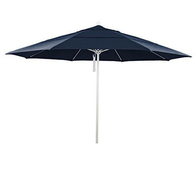 California Umbrella ALTO118170-SA39-DWV 11 ft. Round Aluminum & Fiberglass Umbrella, Push Open & White Pole - Pacifica Navy