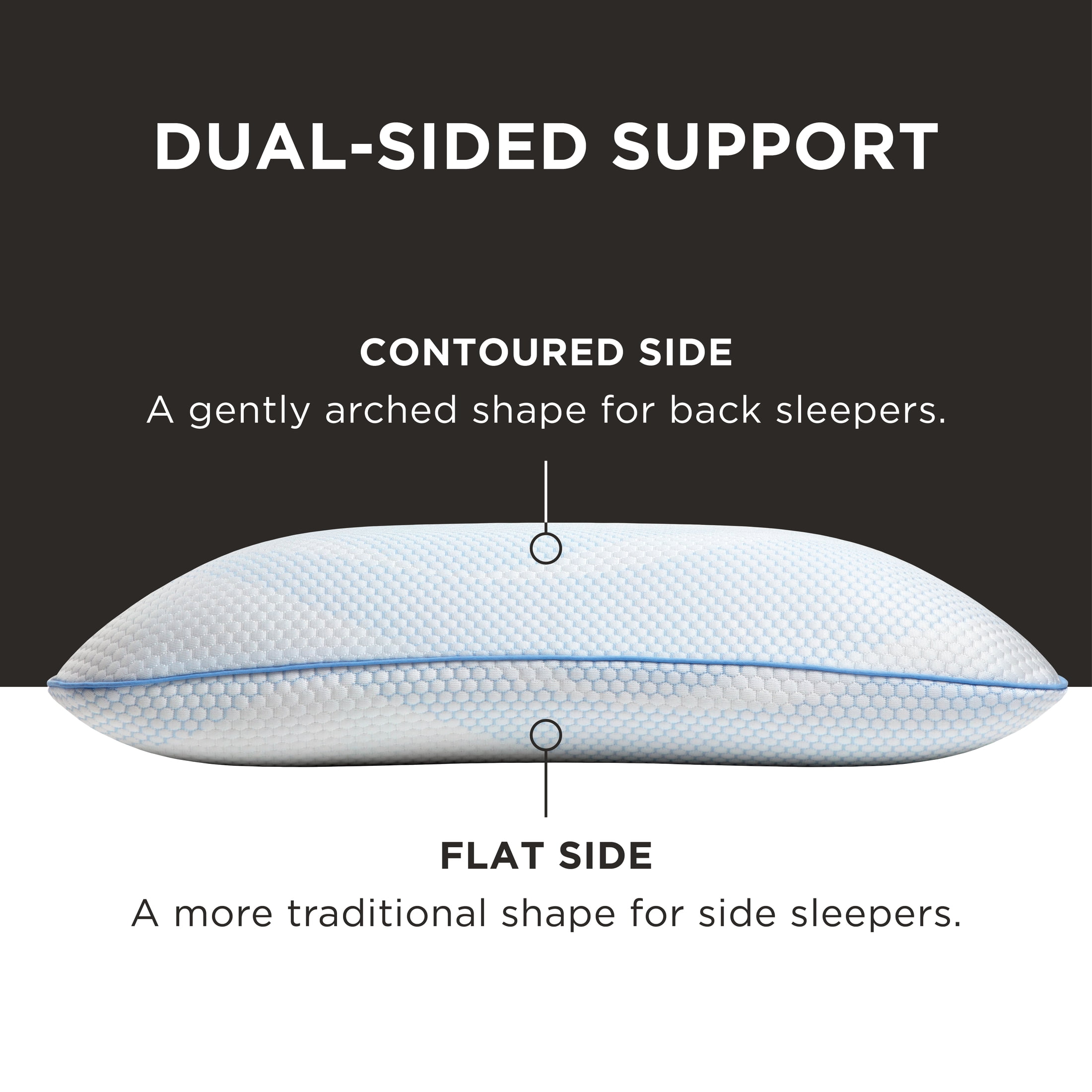 Tempur-Pedic Dual-Sided Bed Pillow and Cooling, Standard/Queen, for Adult Back and Side Sleepers