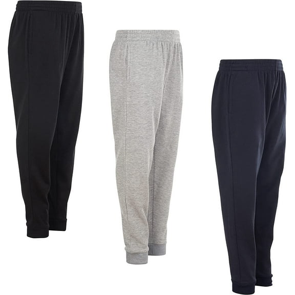 Power Forward Boys Youth Warm Fleece Elastic Waist Joggers Sweatpants 3 Pack