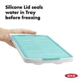 OXO Softworks Rectangular Ice Cube Tray with Sealable Blue Silicone Lid ...