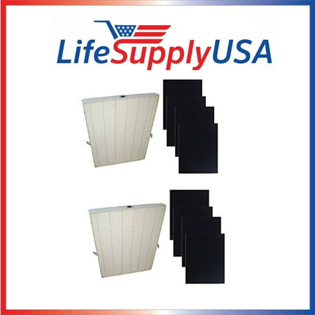 Comfort Plus Replacement Filter - 2 True HEPA Plus 8 Carbon Replacement Filters for Winix 115115 Size 21 Fits PlasmaWave WAC5000, 6000, & 9000