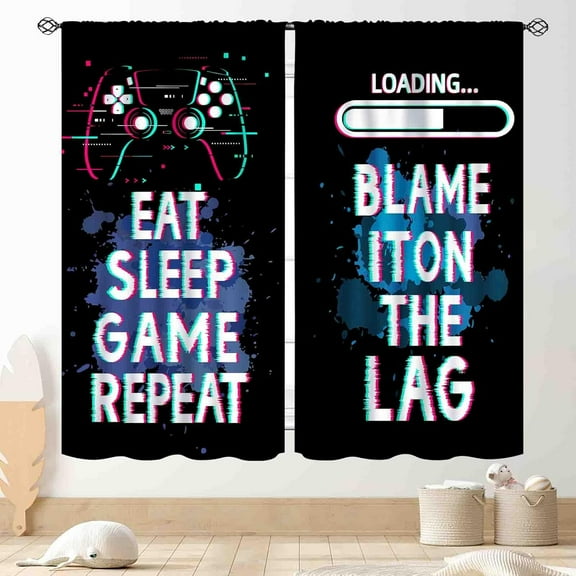Gaming Curtains for Kids Boys Teens Bedroom, Colorful Game Controller Gamer Window Drapes for Living Room Nursery Playroom Decor Graffiti Gamepad Video Game Room Curtains Treatmens, 84"x63" Inch
