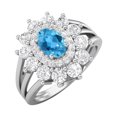 thumbnail image 2 of 4.03 Ctw Oval Natural Swiss Blue Topaz 925 Sterling Silver Solitaire Women Valentines Day Gifts Ring, 2 of 4