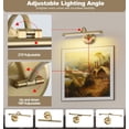 thumbnail image 4 of Modern Dimmable Picture Lights for Wall 15.75 Inch Hard-Wired LED Picture Frame Lights for Paintings Gallery Light with Adjustable Swing Arm Display Lights For Artwork, 7W, 2700K, Warm White - Brass, 4 of 7