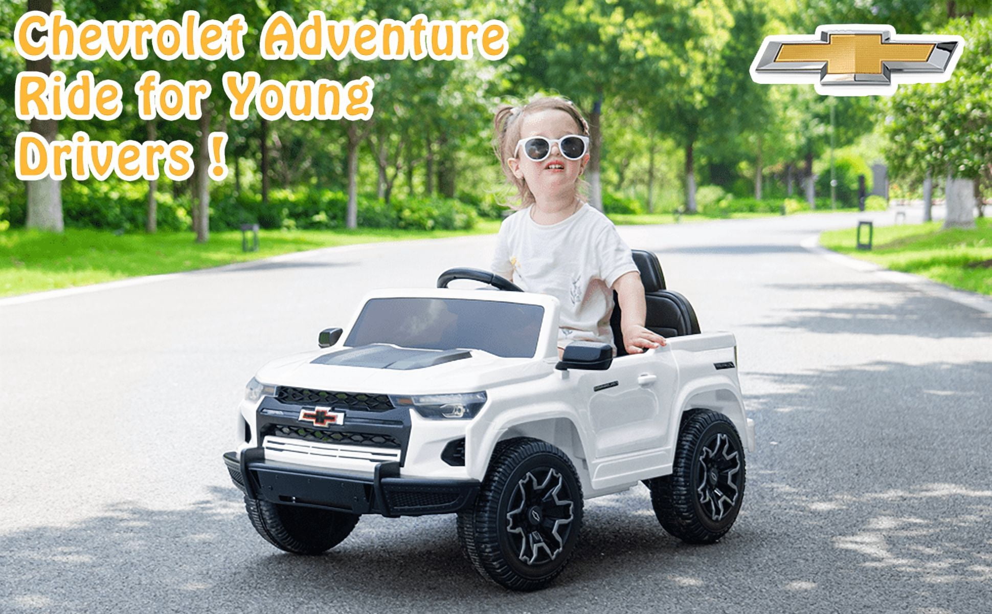 UBesGoo 12V Licensed Chevrolet Colorado Kids Ride on Car, Battery Powered Ride on Toys Truck with Remote Control, White