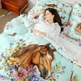 thumbnail image 4 of Erosebridal Horse Bedding Sets King Size,Rustic Farmhouse Wildlife Comforter Sets with Sheets,Watercolor Flower Bed in a Bag King Size,Super Cozy Room Decoration Reversible,7-Piece, 4 of 6