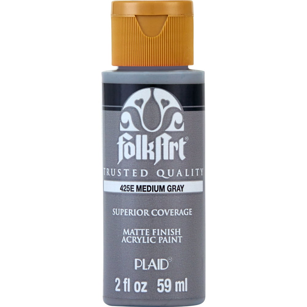 FolkArt 425E Acrylic Craft Paint, Matte Finish, Medium Gray, 2 fl oz