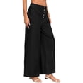 thumbnail image 3 of Button Down Women Elastic Waist Casual Loose Wide Leg Jeans Baggy Denim Pants, 3 of 6