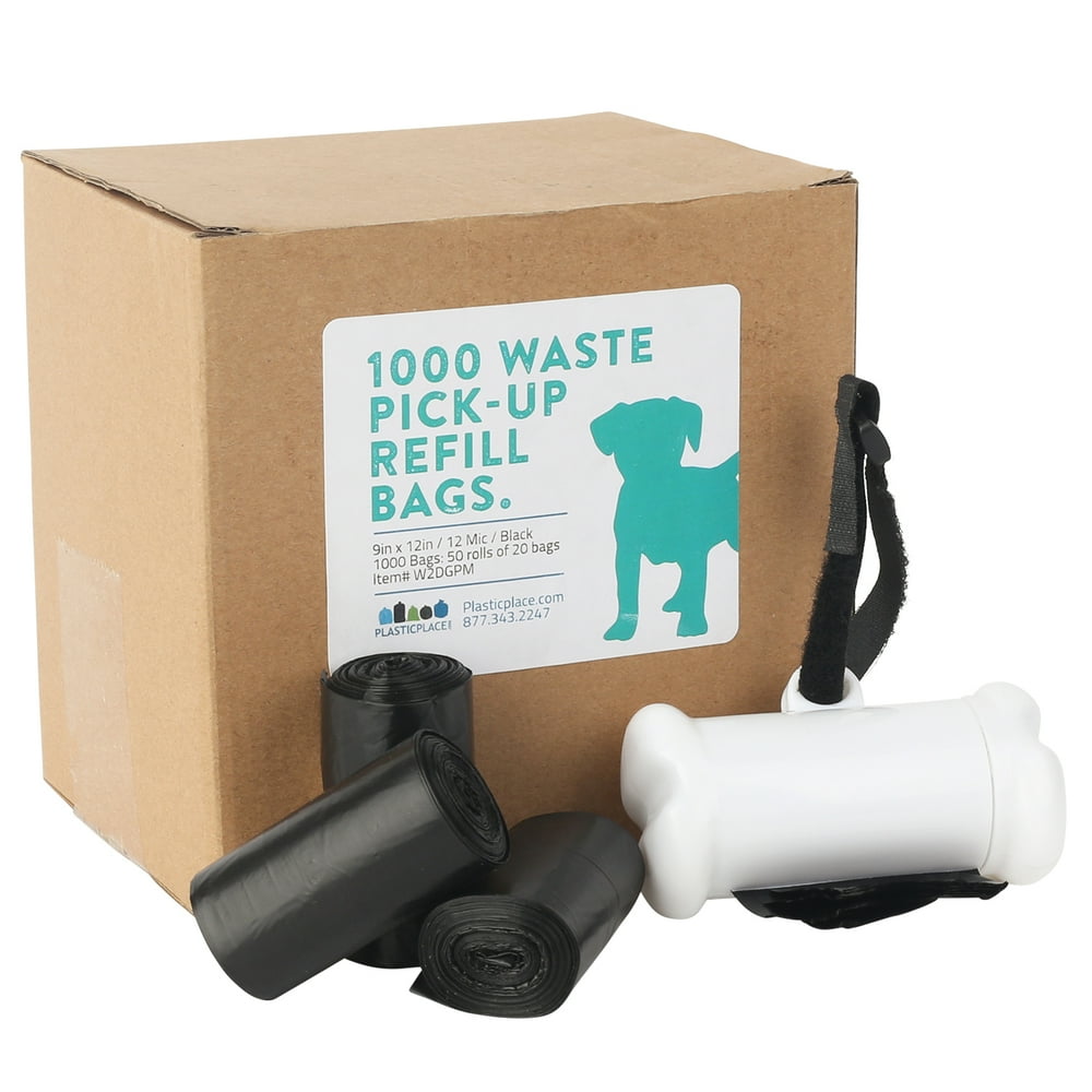 Plasticplace Dog Waste PickUp Bags, 1000 Count, Black