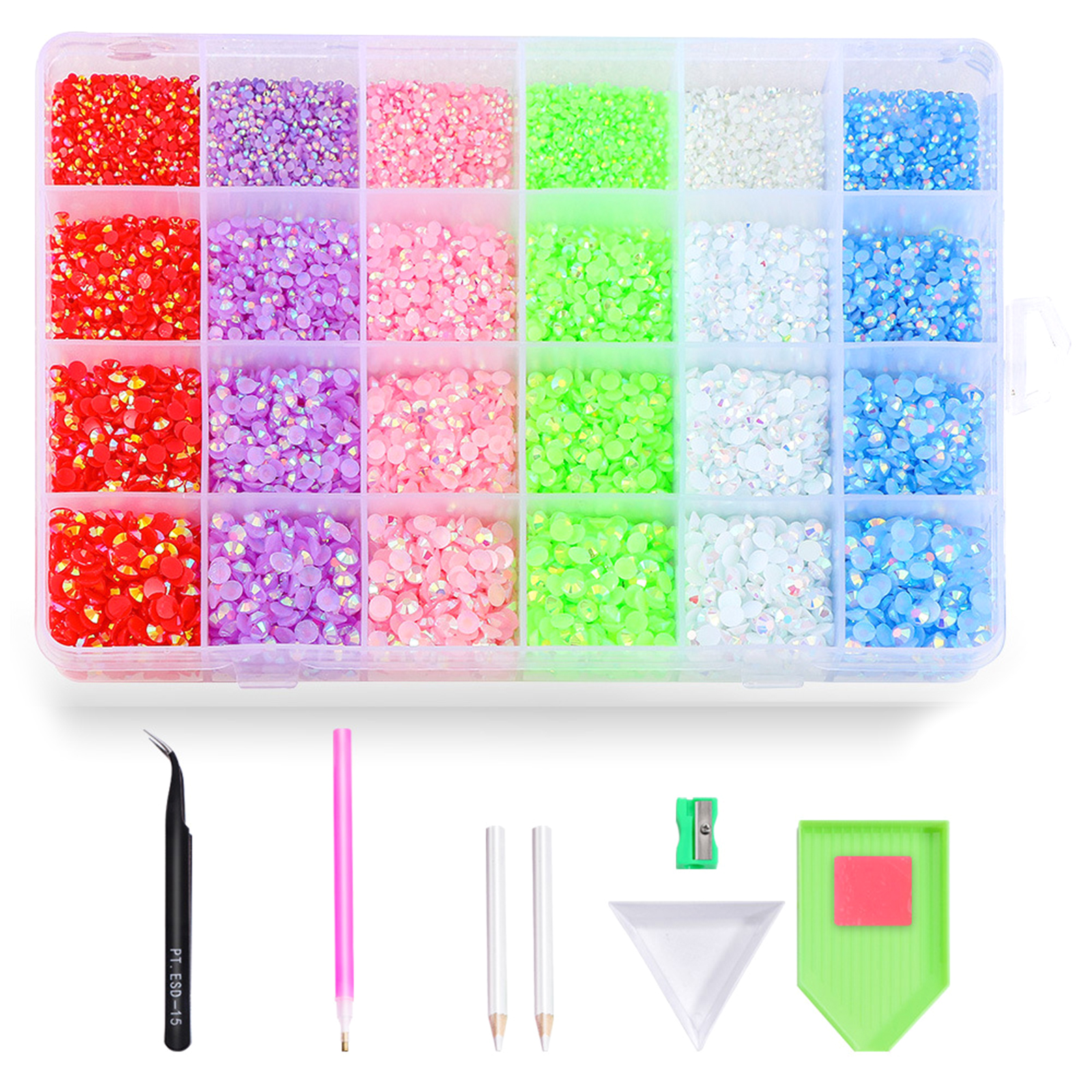 ROZYARD 20000pcs/Box 3mm AB Clear Resin Rhinestones Nail Art Crystal Kit With Glue