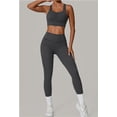 thumbnail image 2 of SKQIT Women's 2 Piece Workout Set Ruched Longline Sports Bra & High Waisted Leggings Removable Pads Yoga Pilates Outfit, 2 of 7