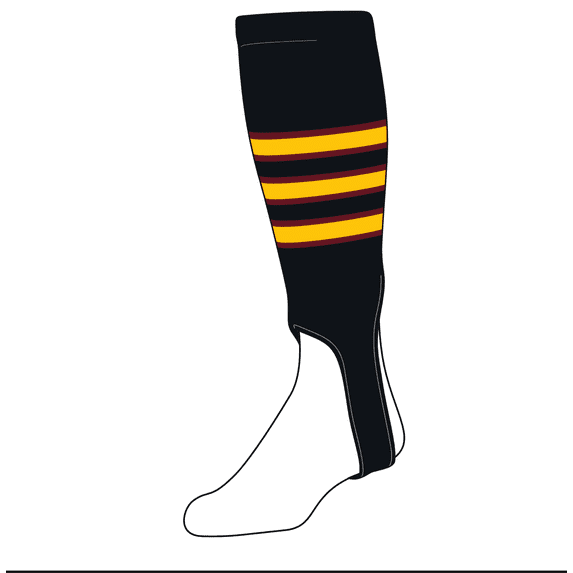 TCK Baseball Stirrups Medium (200D, 5in) Black, Cardinal, Gold