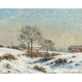 thumbnail image 2 of Pissarro, Camille 24x20 Gold Ornate Wood Framed with Double Matting Museum Art Print Titled - Snowy Landscape at South Norwood, 2 of 4