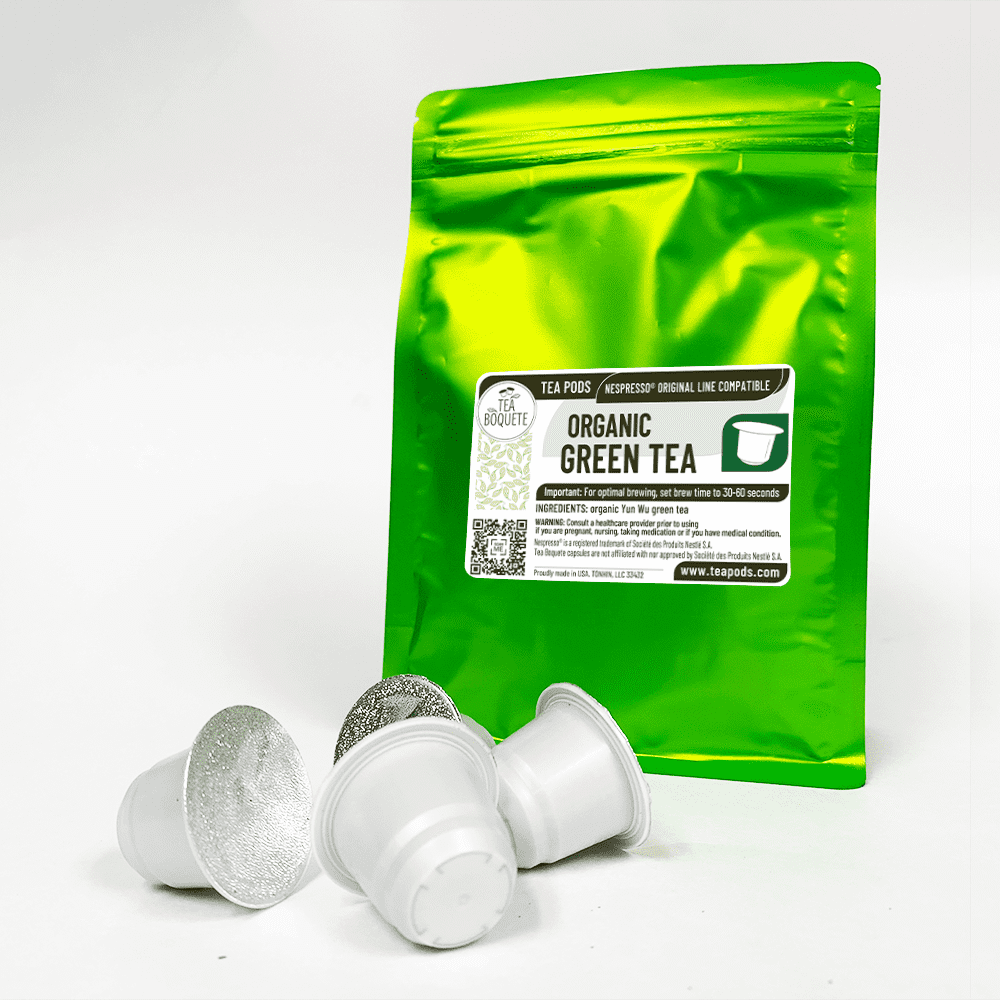 Organic Green tea pods for Nespresso brewers OriginalLine compatible capsules