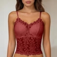thumbnail image 2 of ChoXxx Women's Lace Backless Camisole Removable Padding Braless Strap Casual Red M, 2 of 7