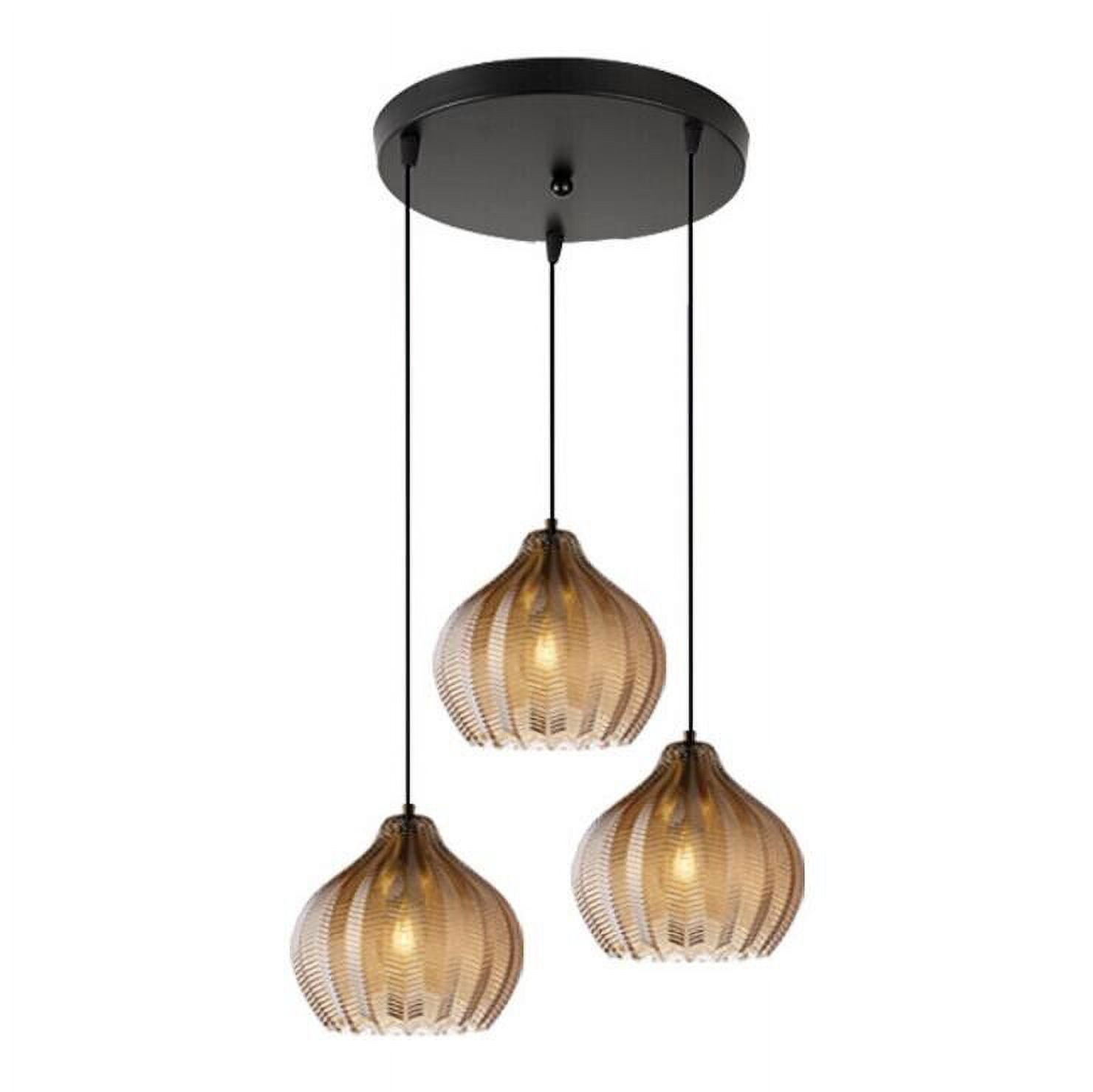 AFANQI 3-Light Glass Pendant Light, Classic Cluster Chandelier,Black Hanging Lighting Fixture for Kitchen Island, Dinning Room, Bar, Café